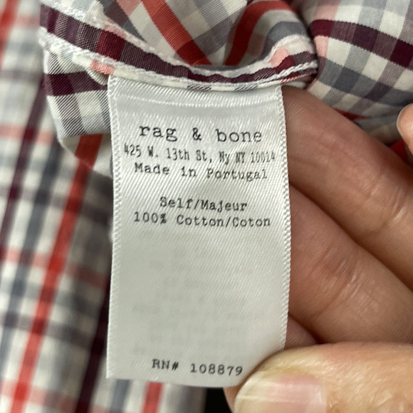 Rag Bone Tailored Workwear Shirt Mens Large Plaid Button Down Long Sleeve - Picture 8 of 16